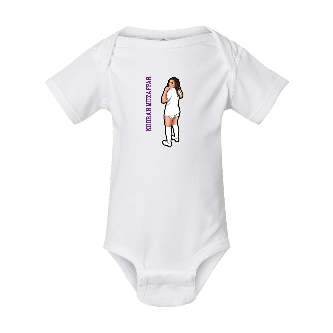 Baby Onesie — Name Vertical in White