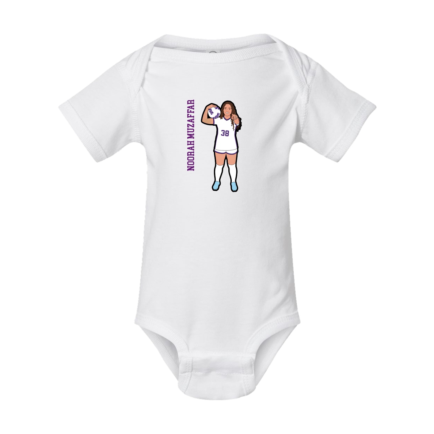 Baby Onesie — Name Vertical in White