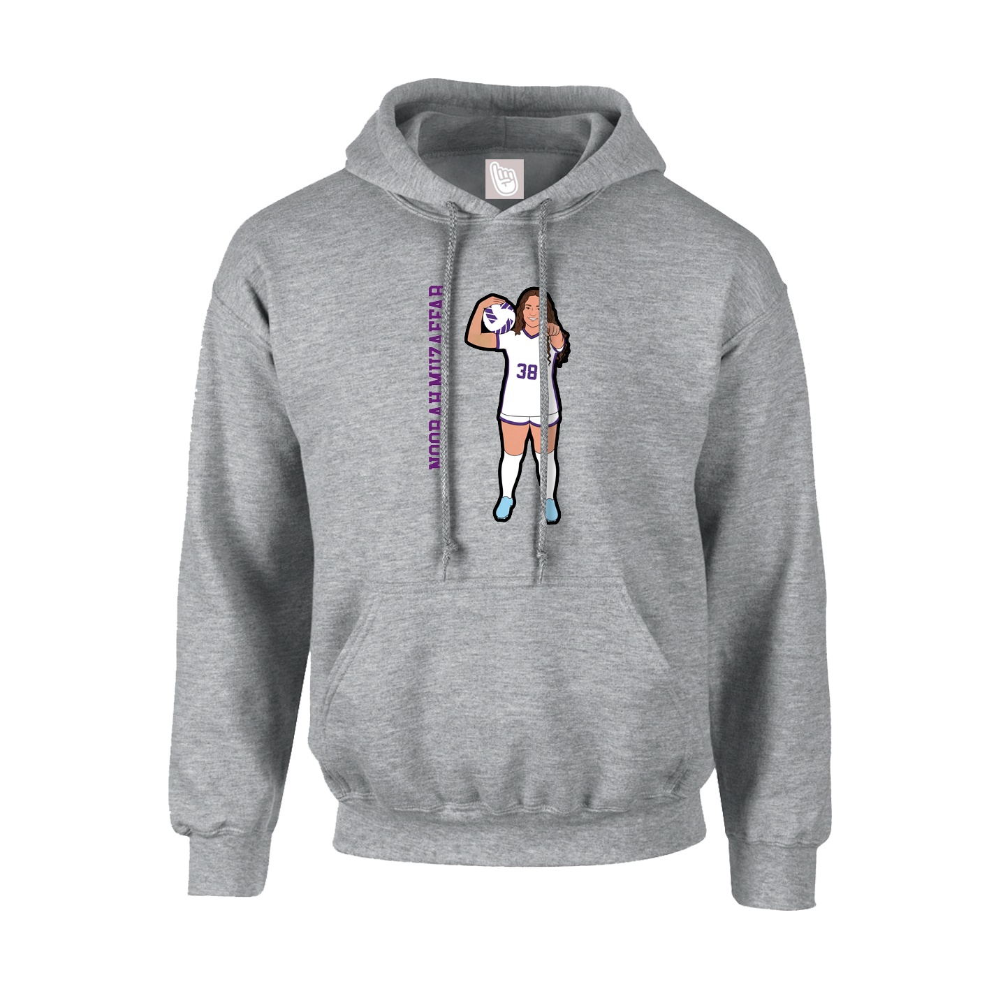 Youth Hoodie — Name Vertical in Grey