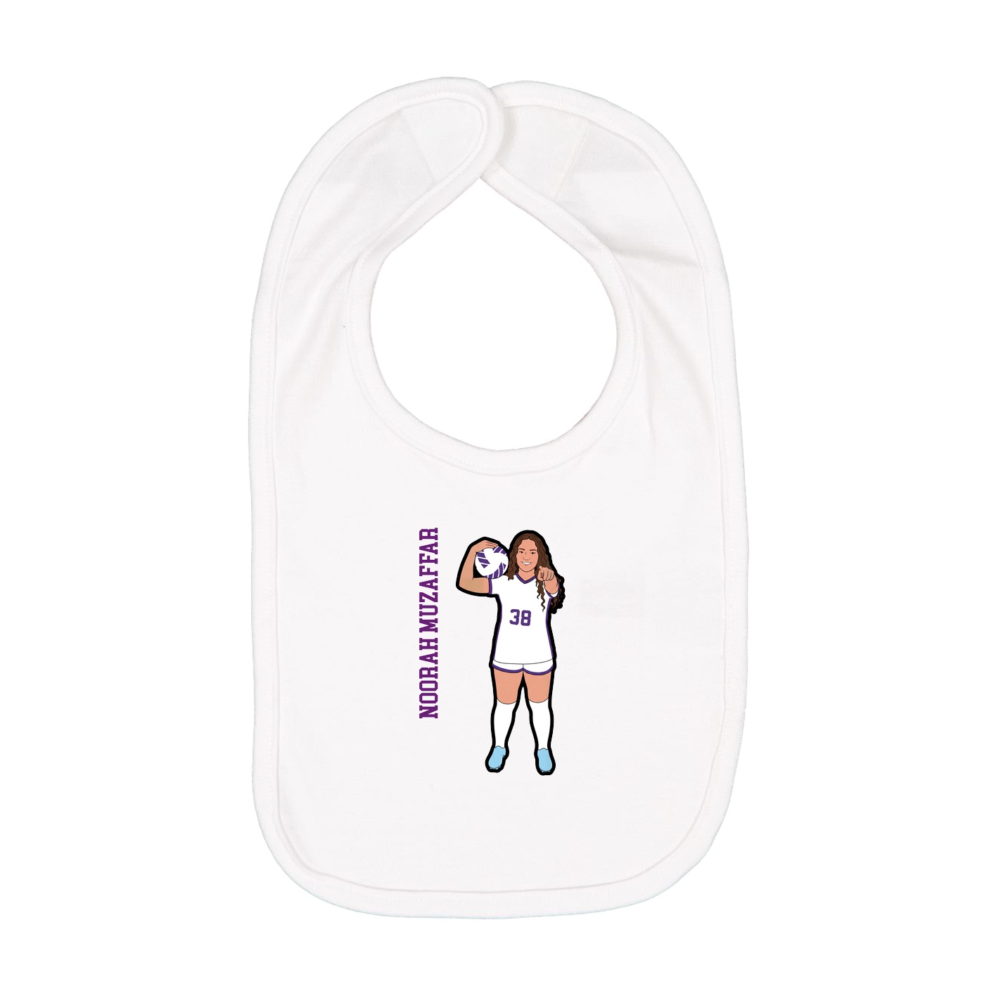 Infant Bib — Name Vertical in White