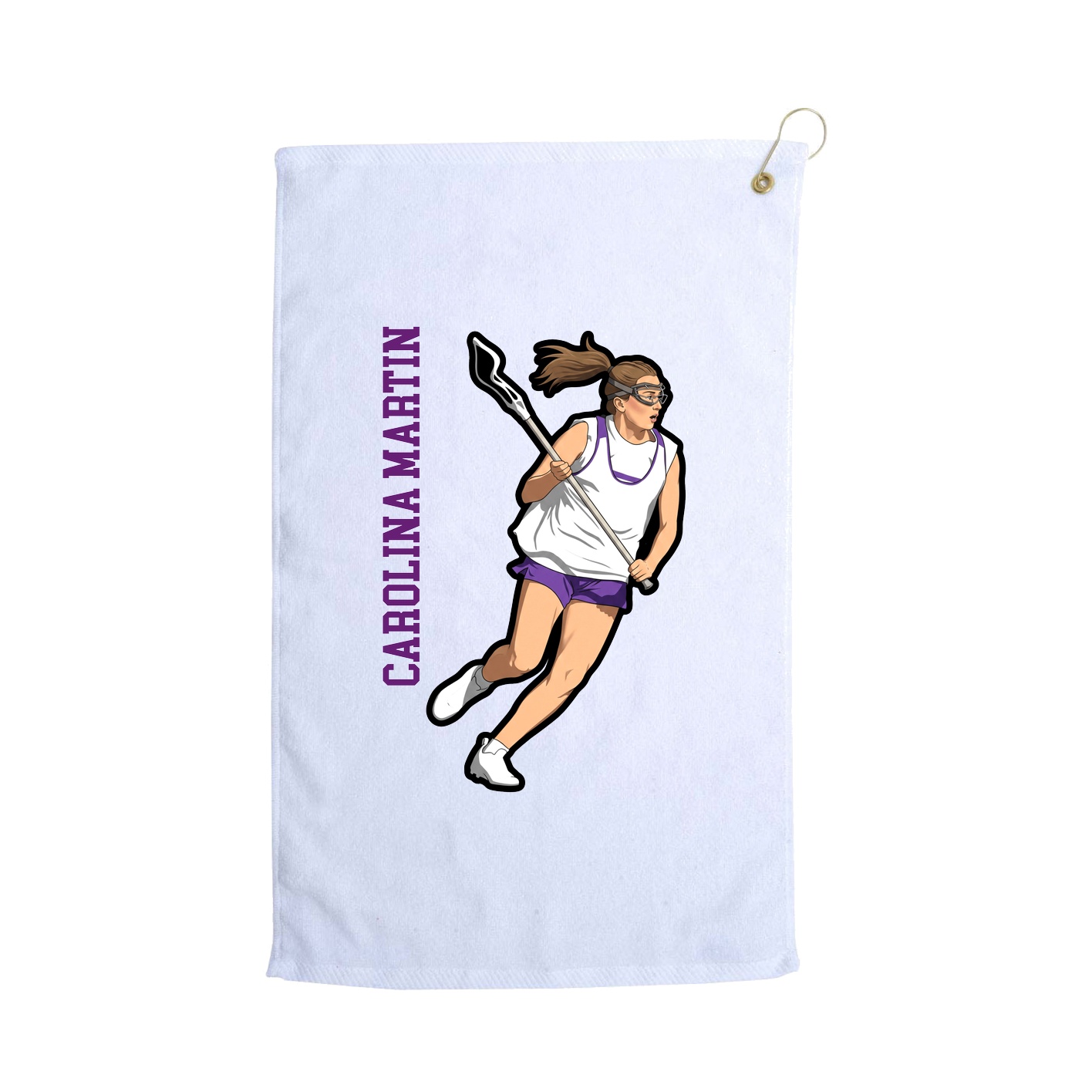 Golf Towel — Name Vertical in White
