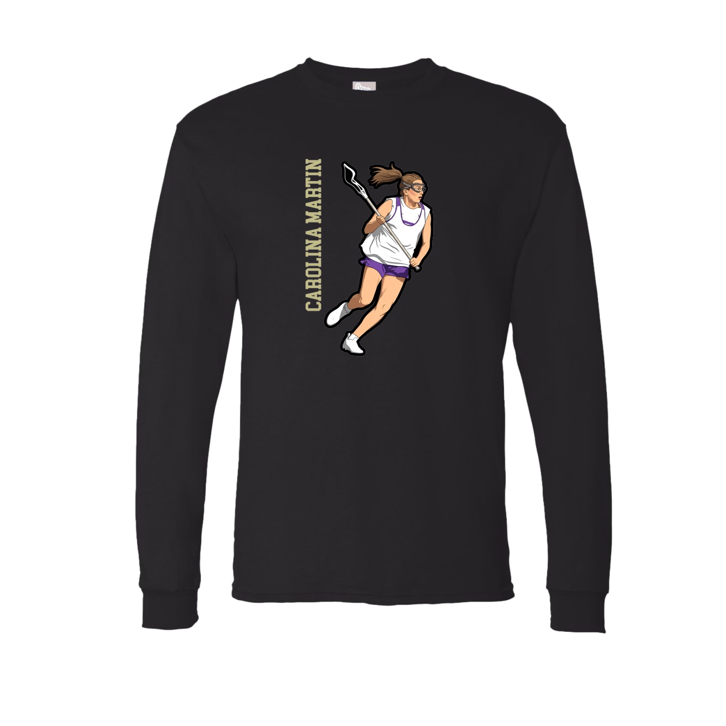 Long Sleeve Tee — Name Vertical in Black