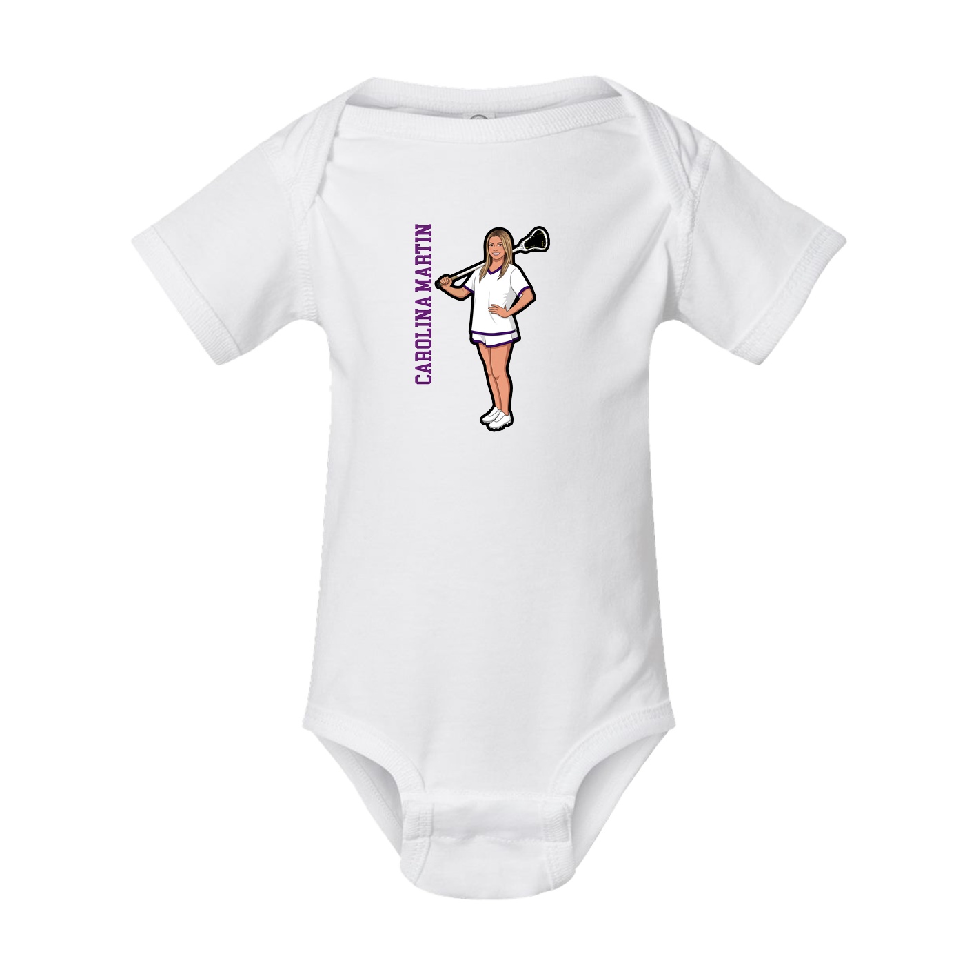 Baby Onesie — Name Vertical in White