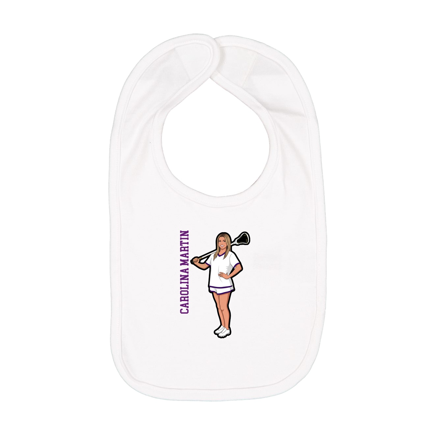 Infant Bib — Name Vertical in White