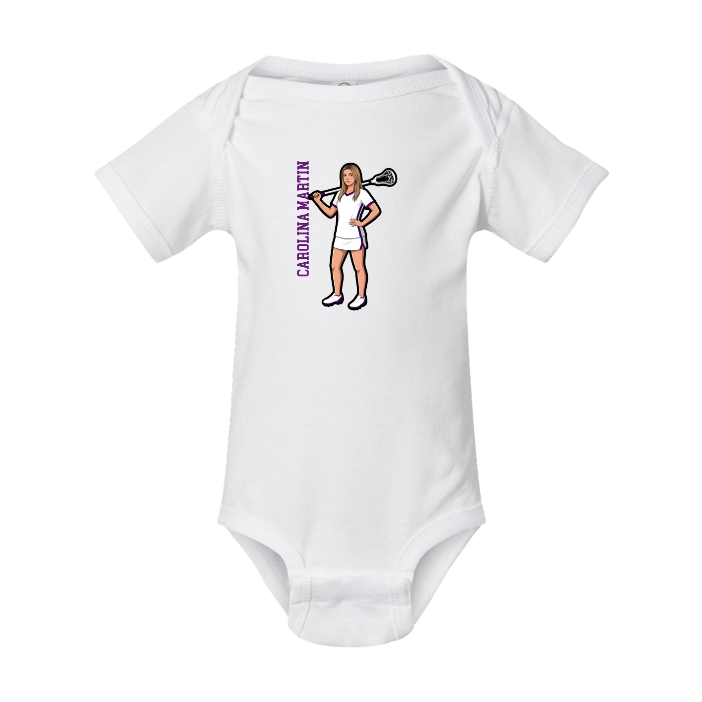 Baby Onesie — Name Vertical in White