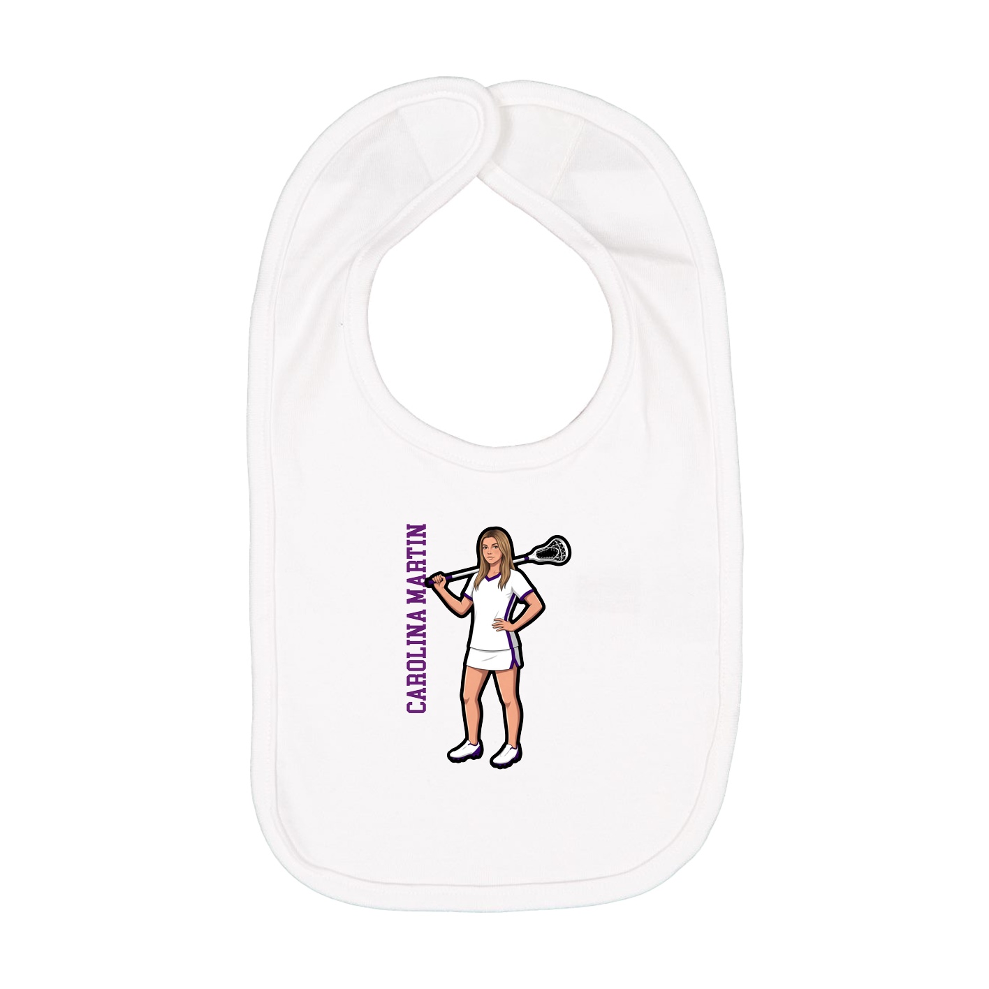 Infant Bib — Name Vertical in White