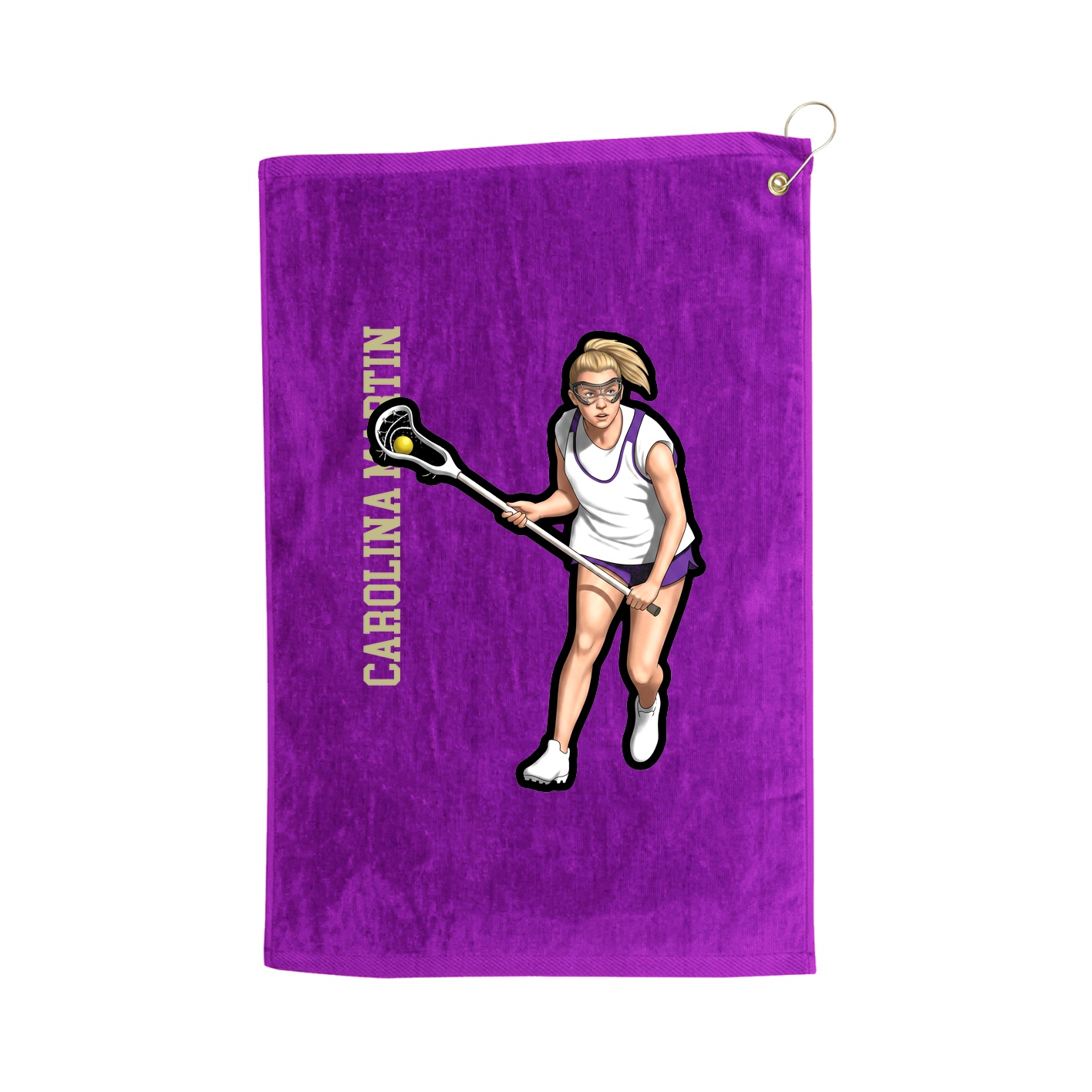 Golf Towel — Name Vertical in Purple