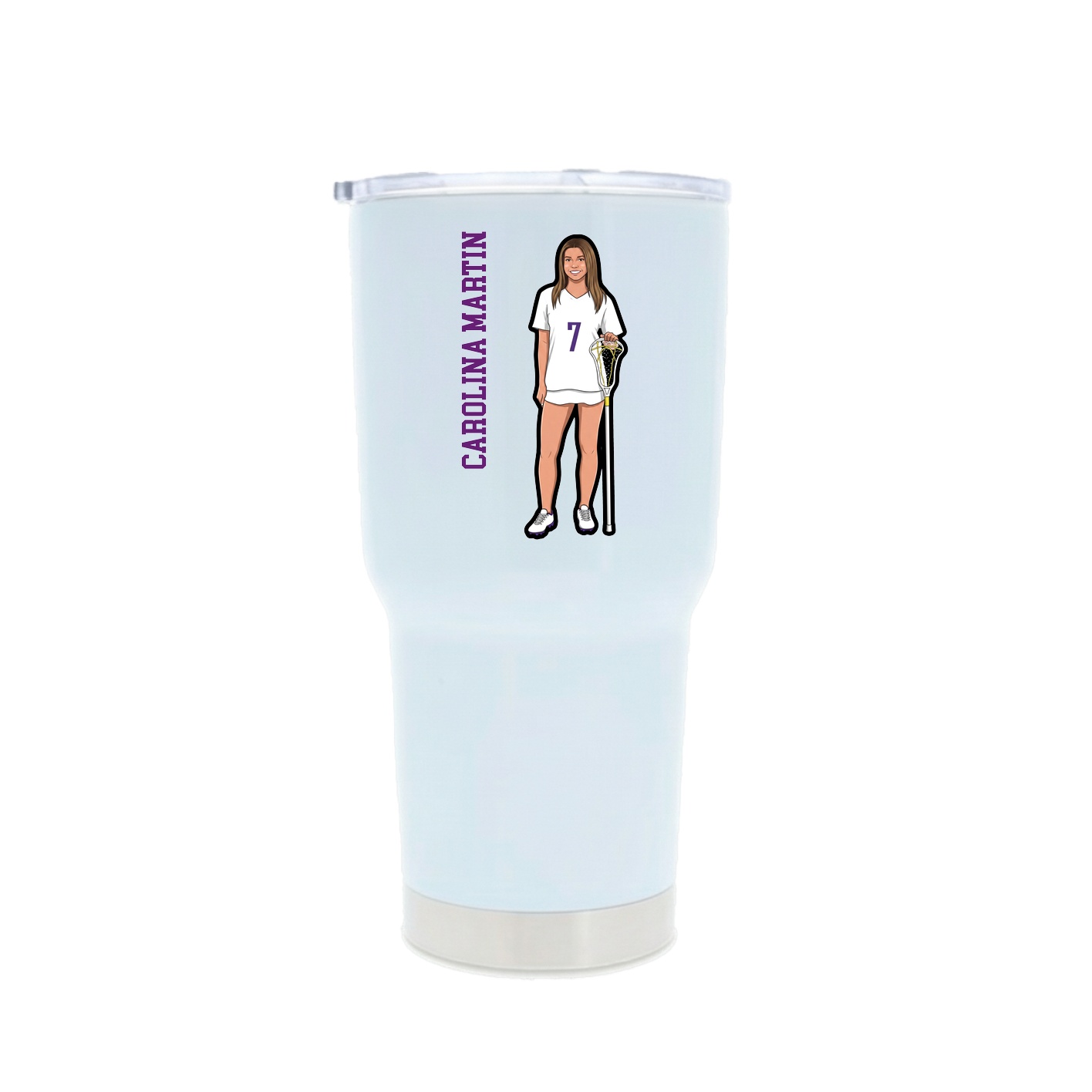 30oz Stainless Steel Tumbler — Name Vertical in White