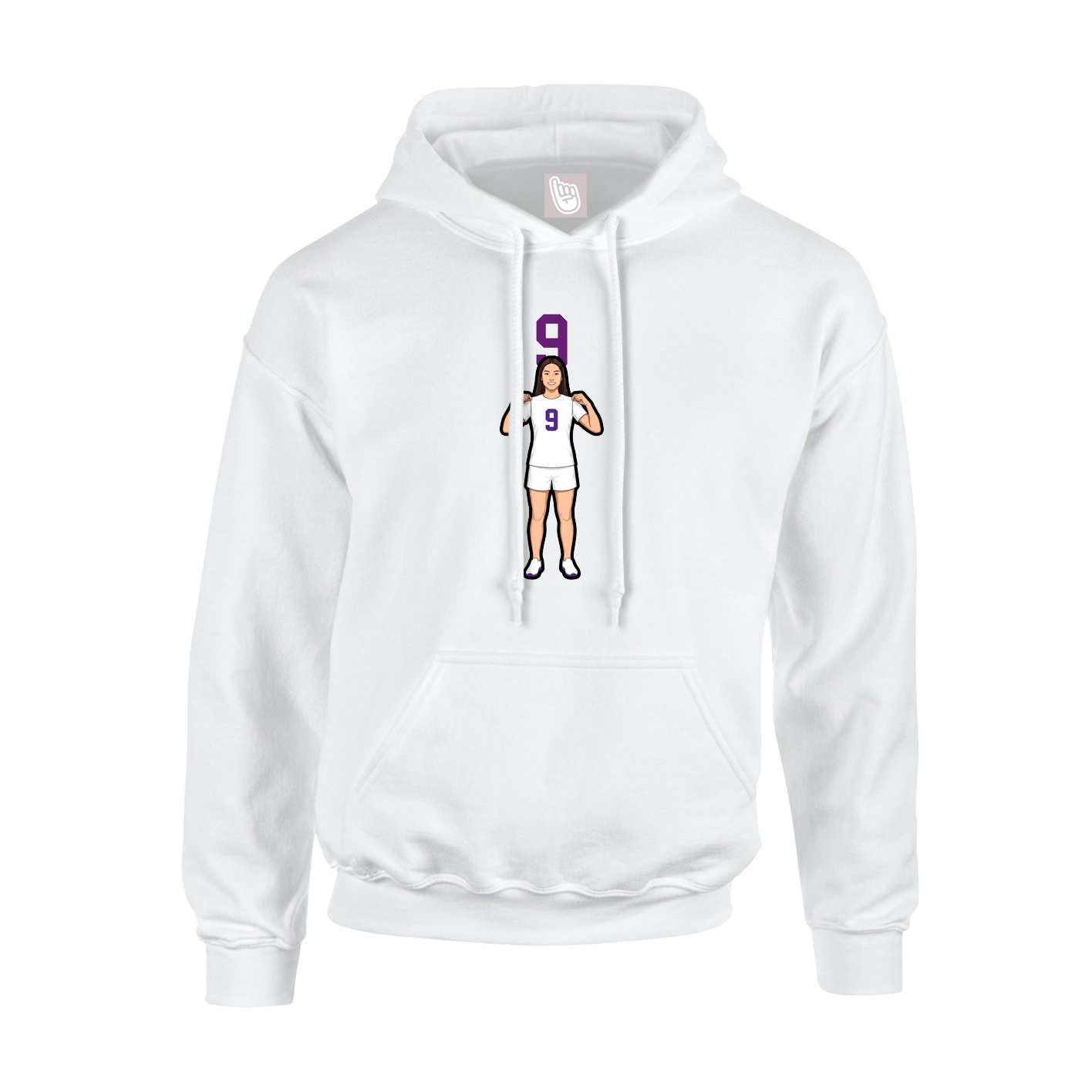 Youth Hoodie — Number Top in White