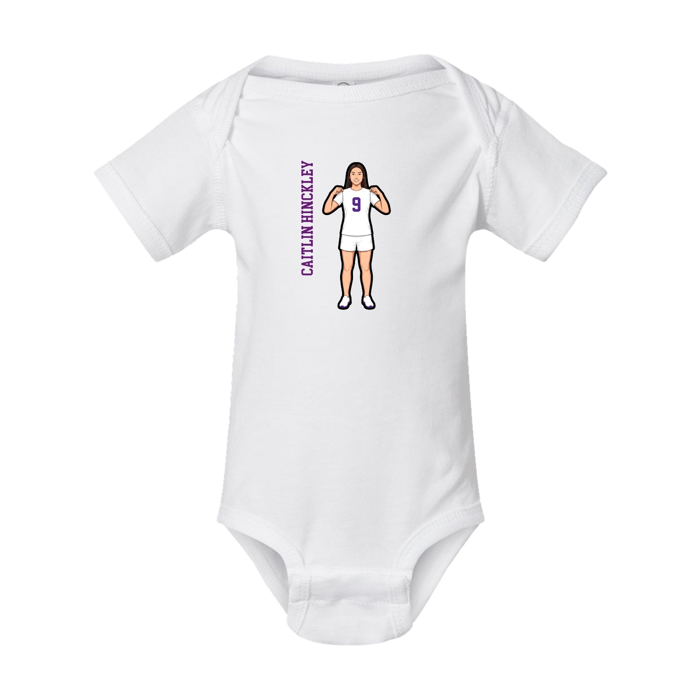Baby Onesie — Name Vertical in White