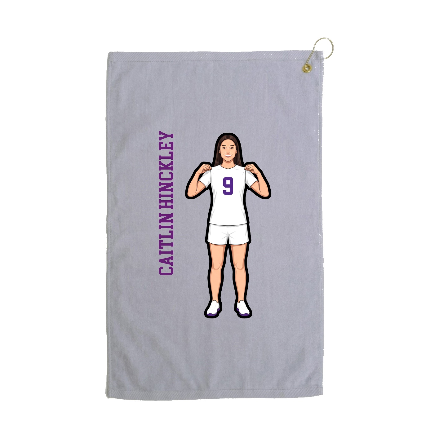Golf Towel — Name Vertical in Grey