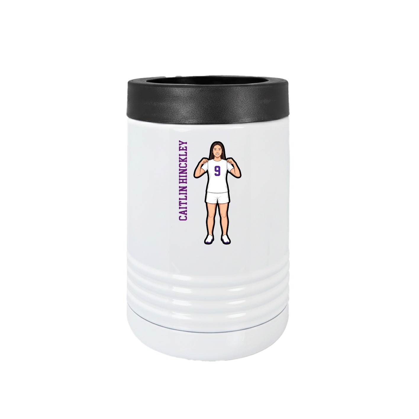 Beverage Holder — Name Vertical in White