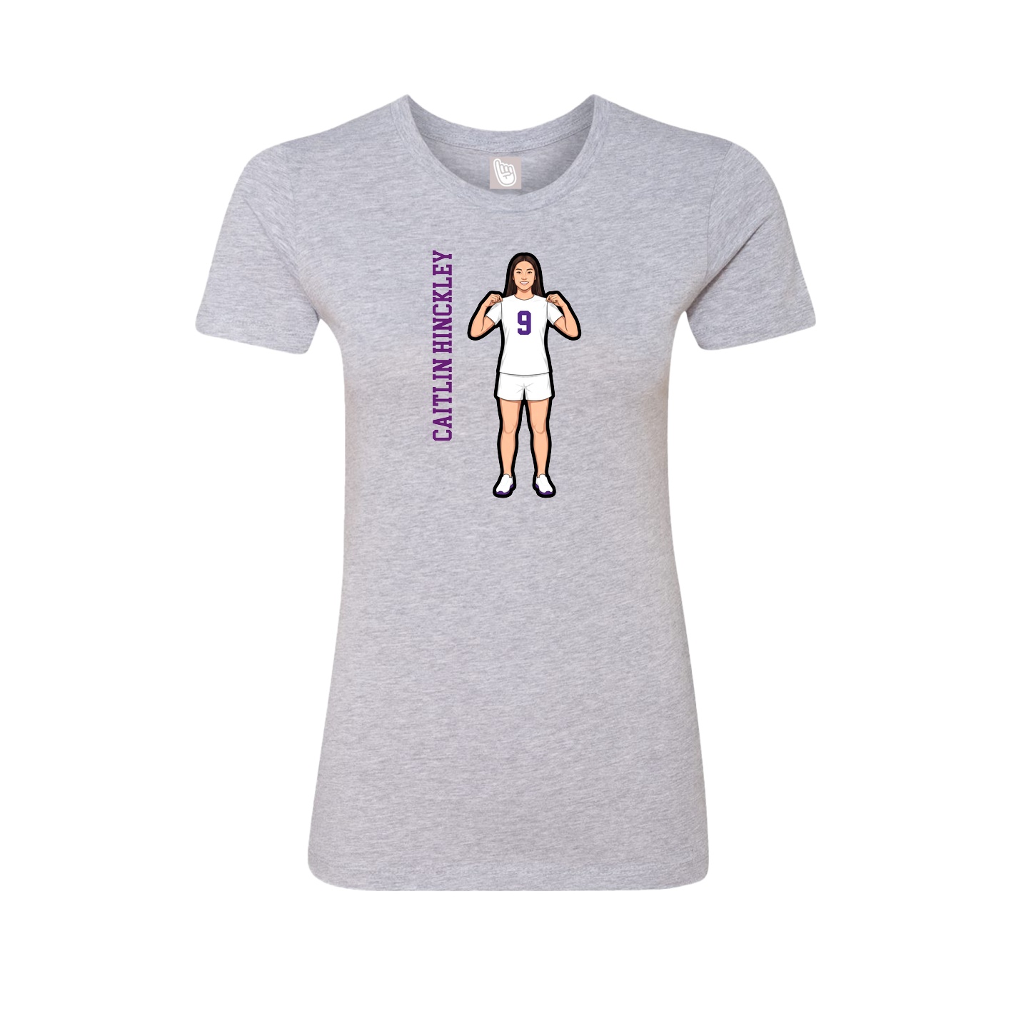 Fitted Women's Tee — Name Vertical in Grey