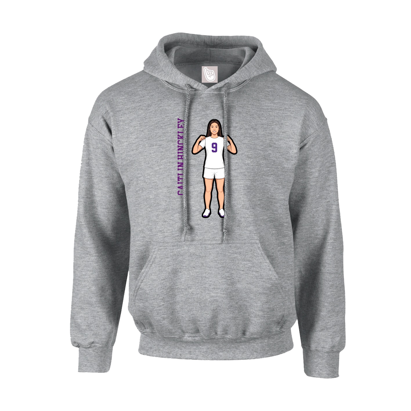 Hoodie — Name Vertical in Grey