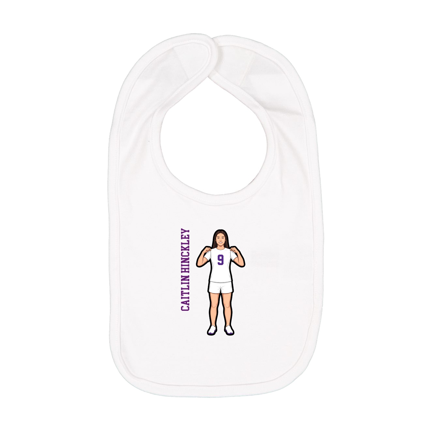 Infant Bib — Name Vertical in White