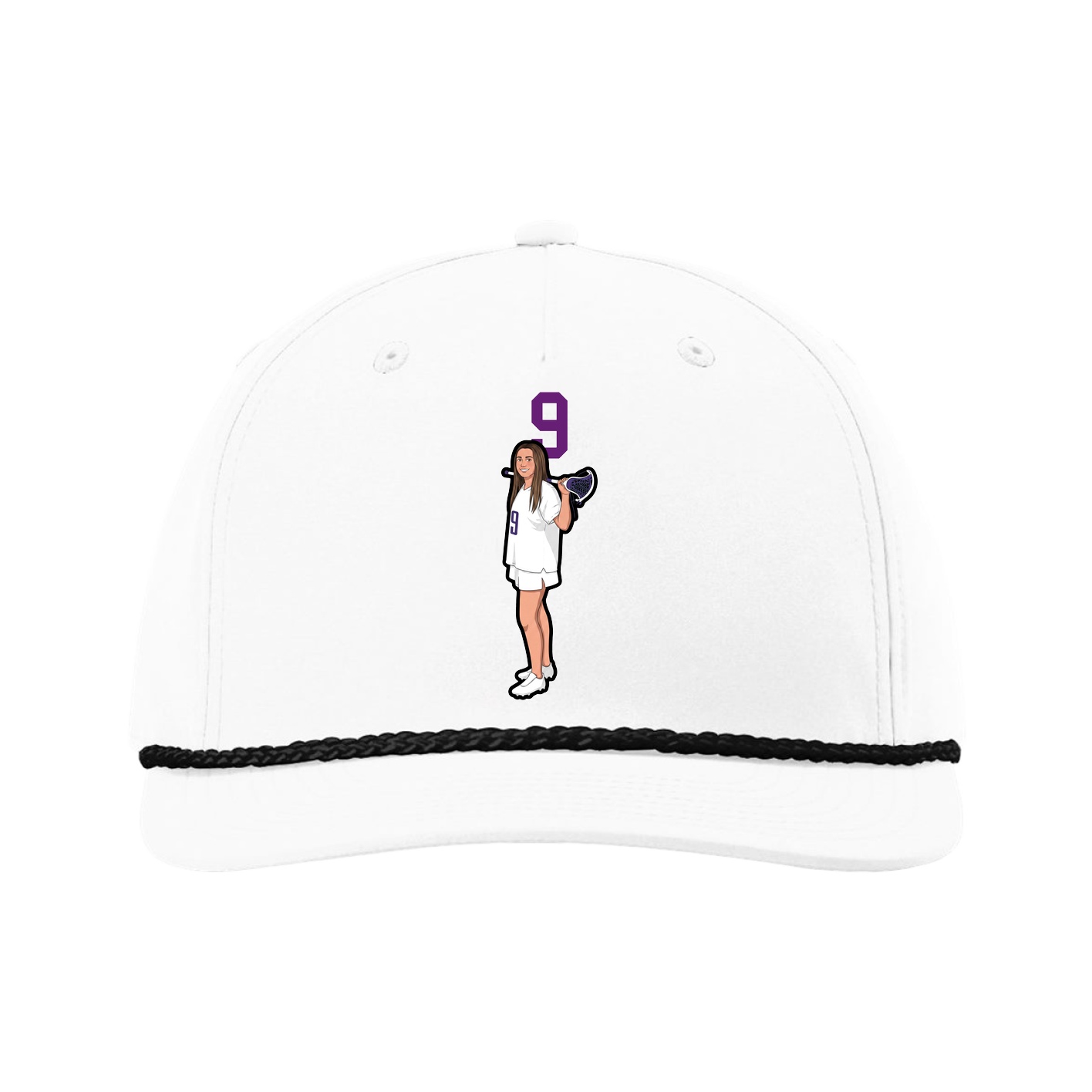 Five-Panel Classic Rope Cap — Number Top in White