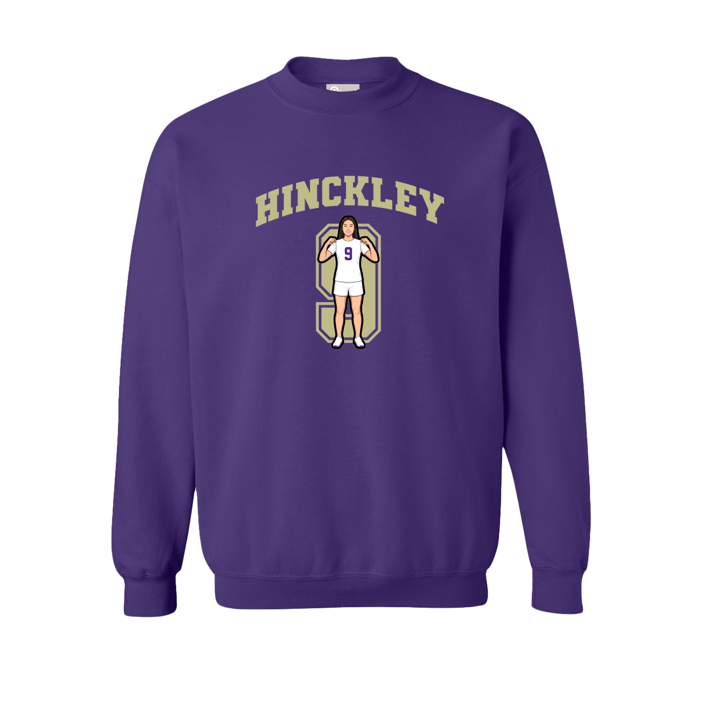 Fleece Crew — Number in Purple