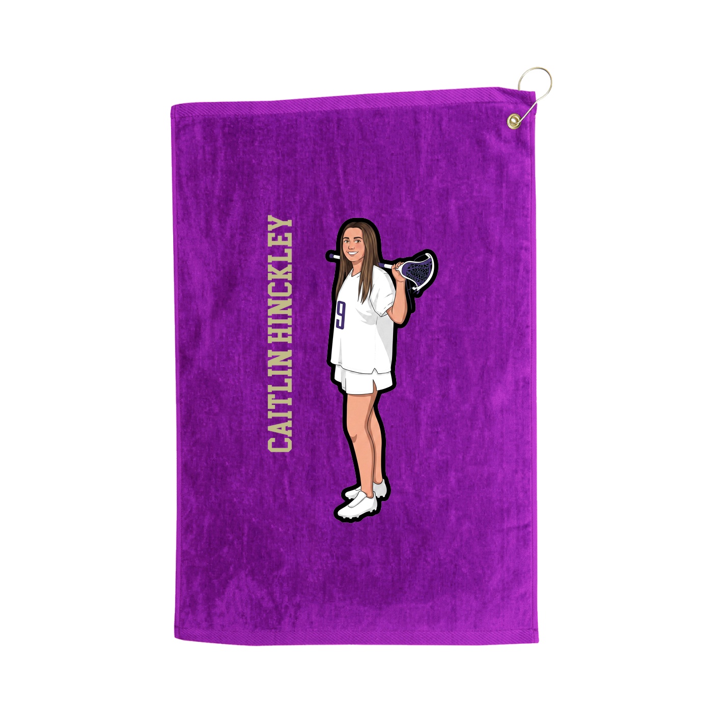 Golf Towel — Name Vertical in Purple