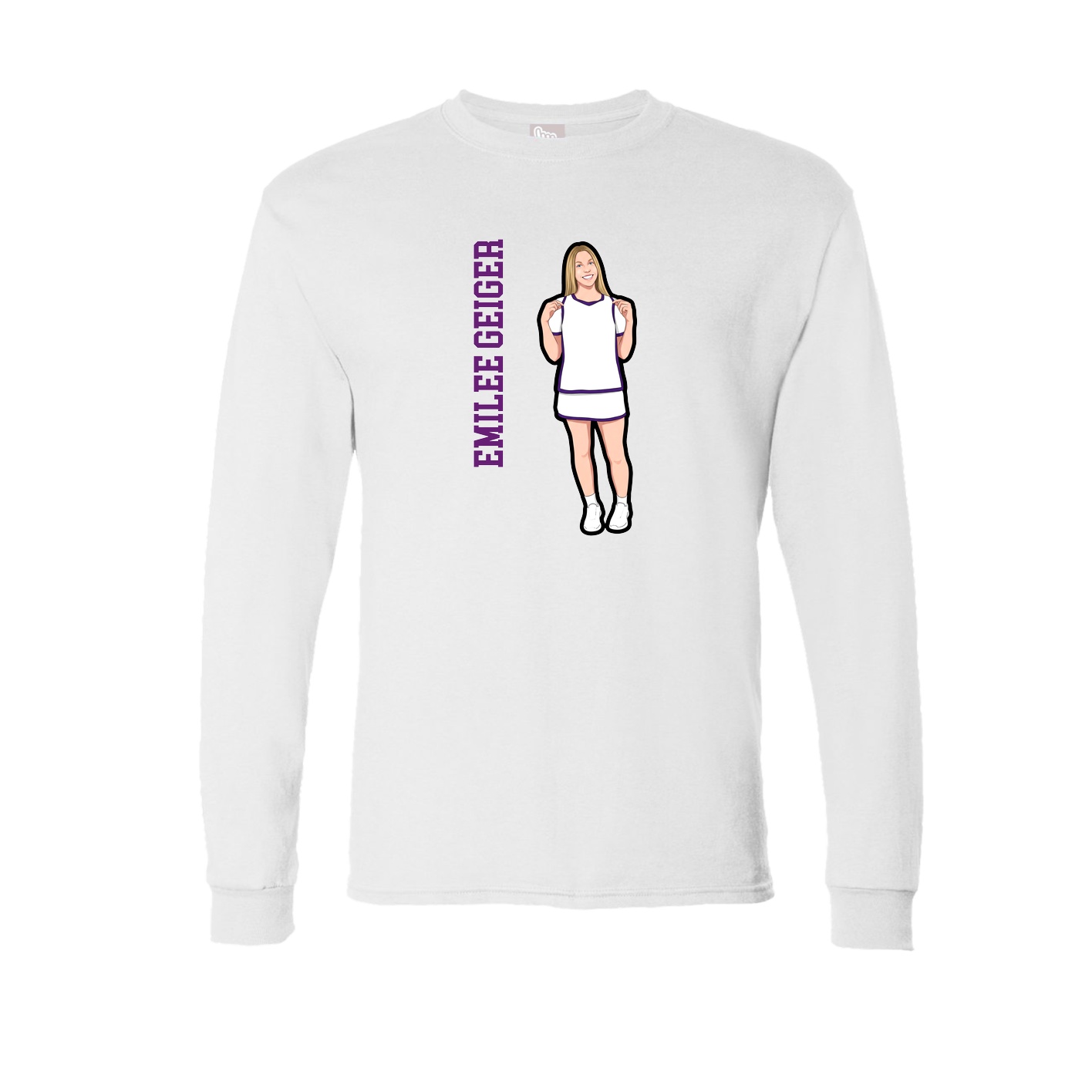 Long Sleeve Tee — Name Vertical in White