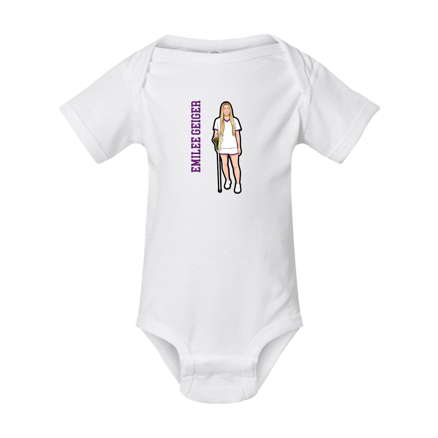 Baby Onesie — Name Vertical in White