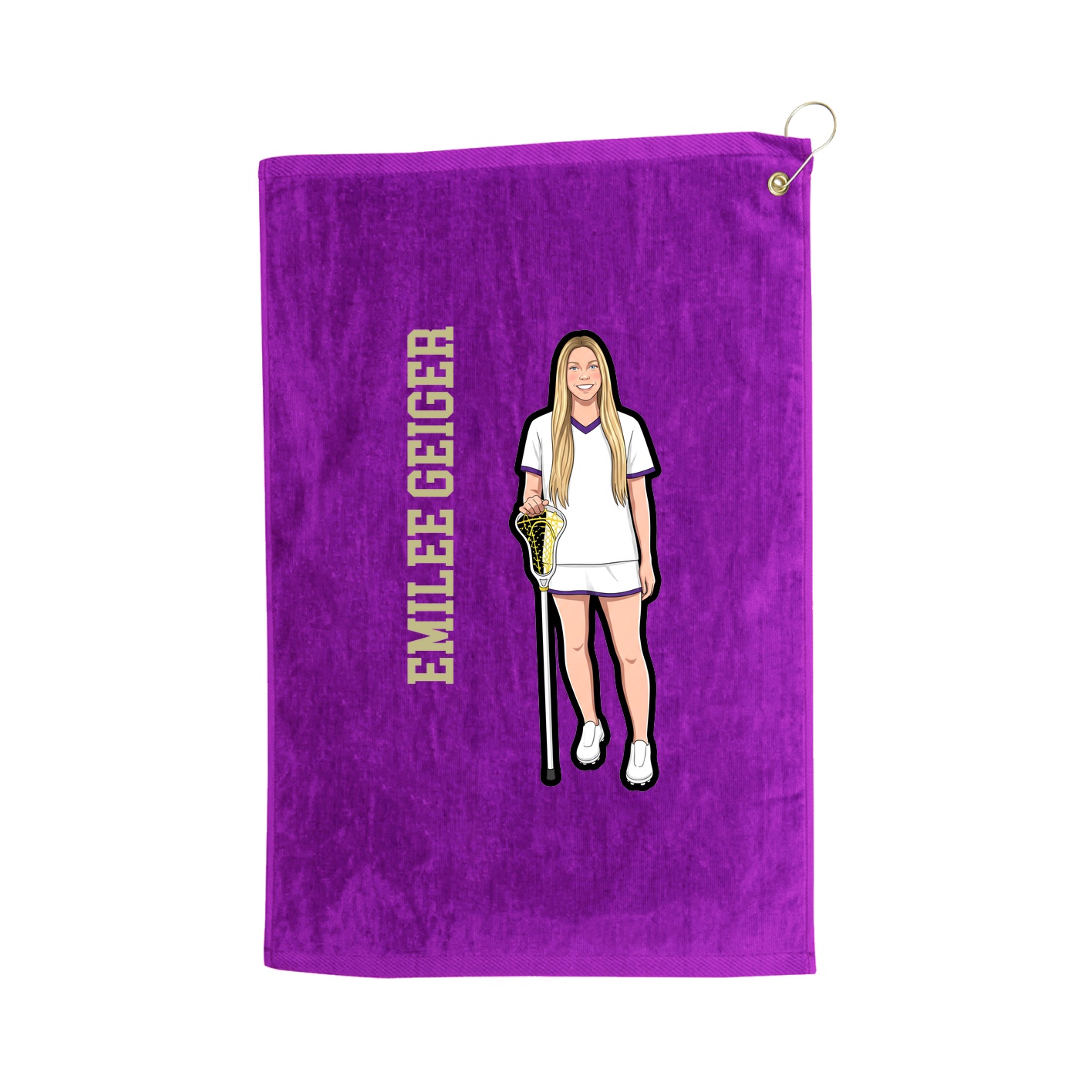 Golf Towel — Name Vertical in Purple