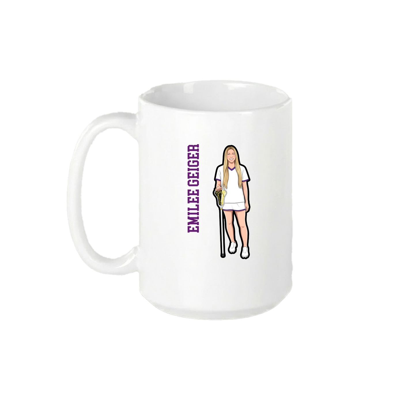 15oz Coffee Mug — Name Vertical in White
