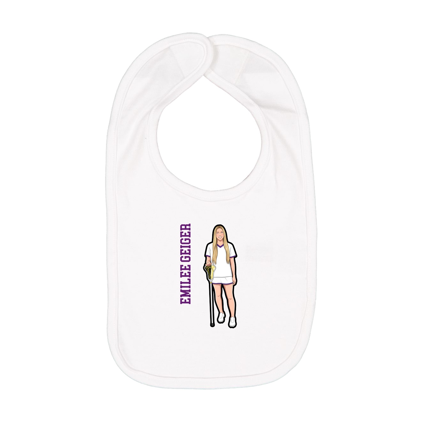 Infant Bib — Name Vertical in White