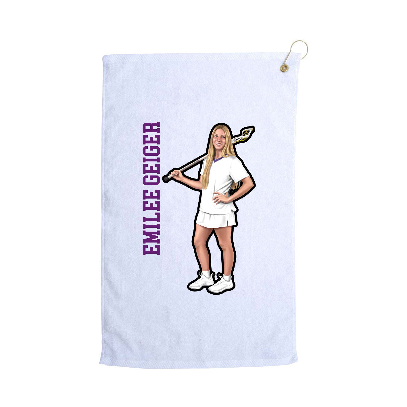 Golf Towel — Name Vertical in White