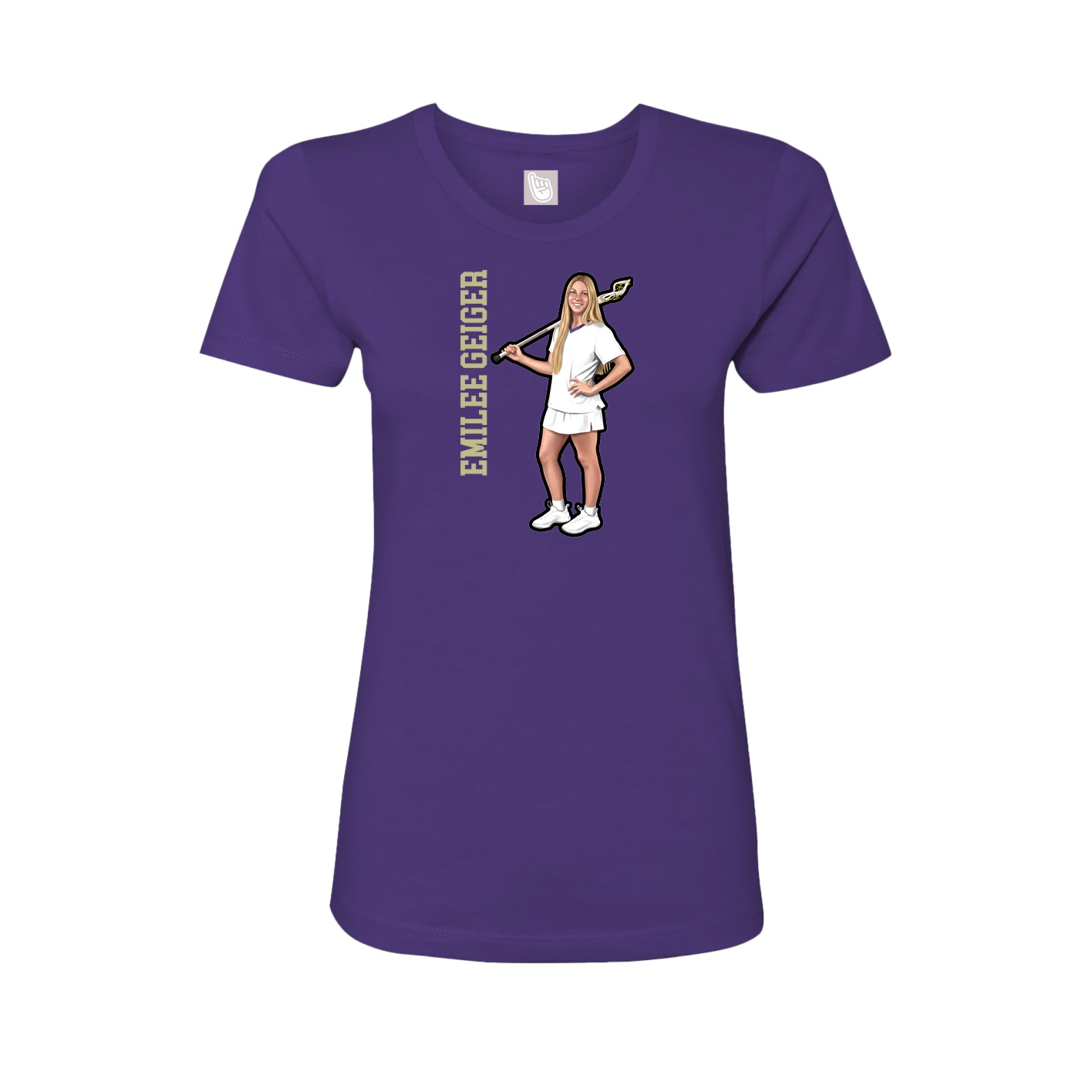 Fitted Women's Tee — Name Vertical in Purple