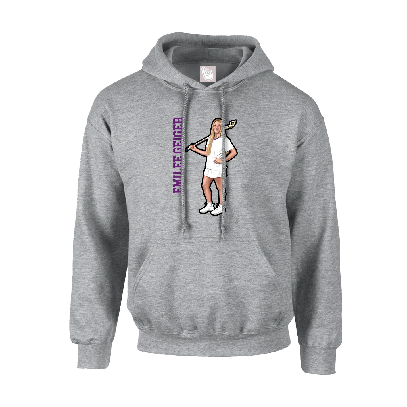 Hoodie — Name Vertical in Grey