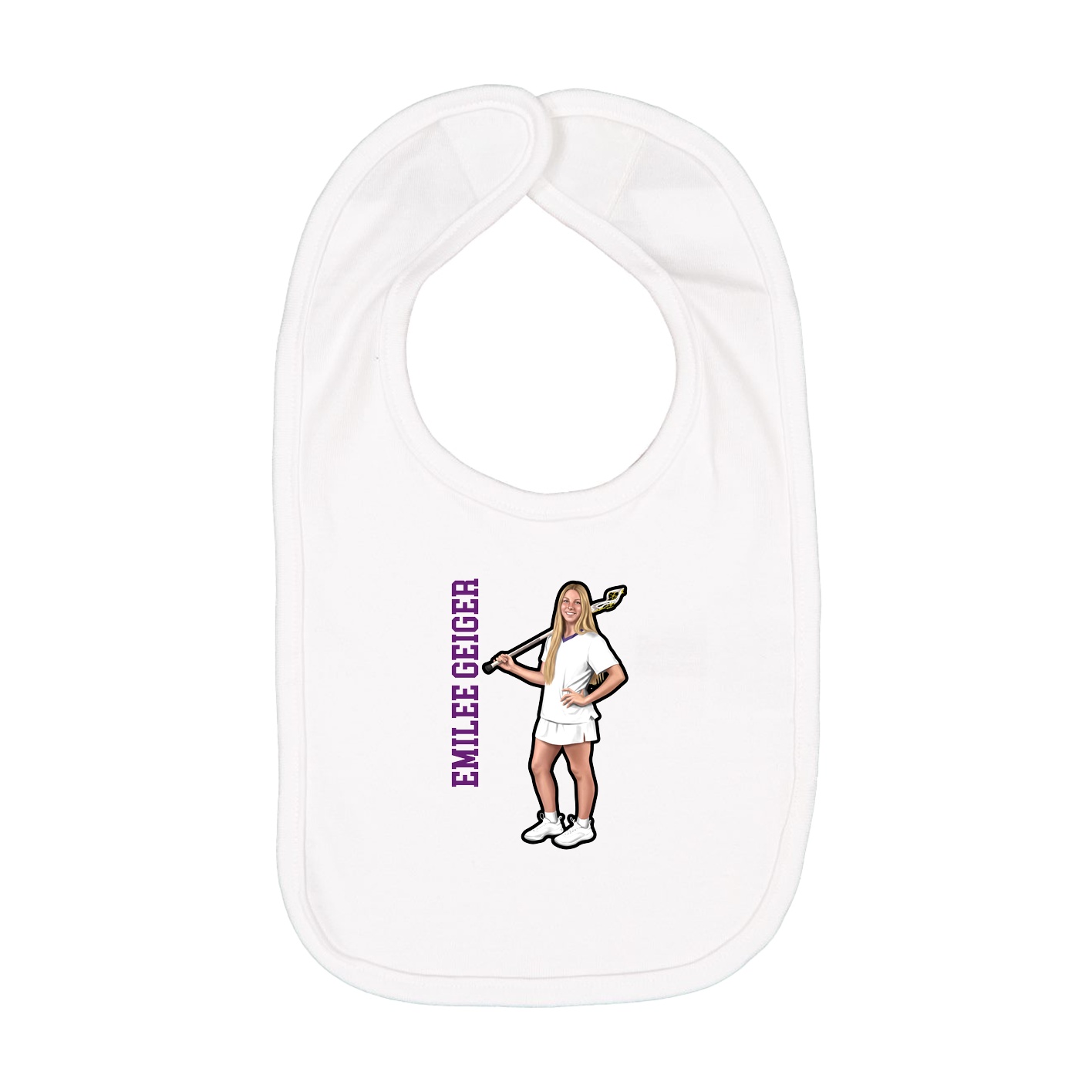 Infant Bib — Name Vertical in White