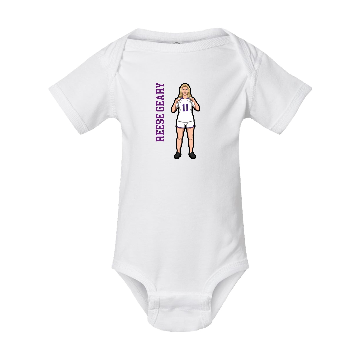 Baby Onesie — Name Vertical in White