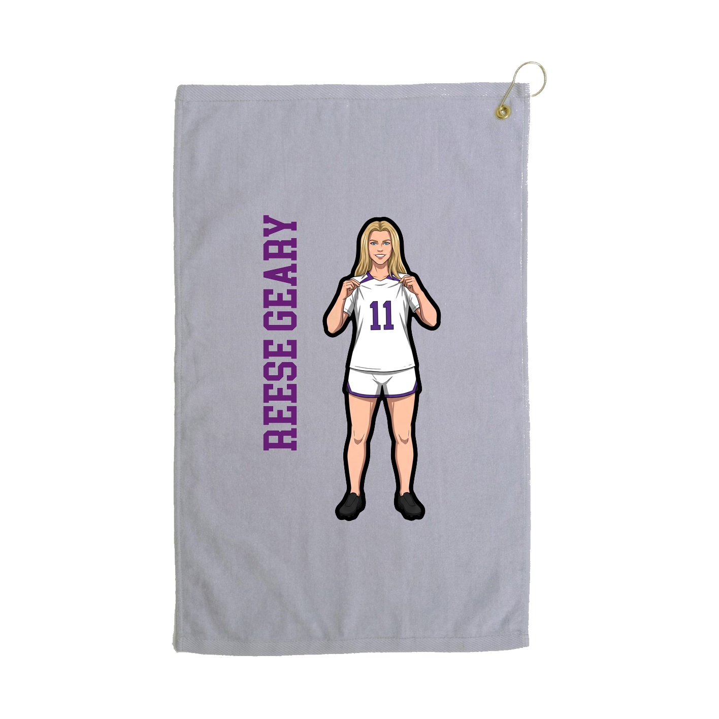 Golf Towel — Name Vertical in Grey