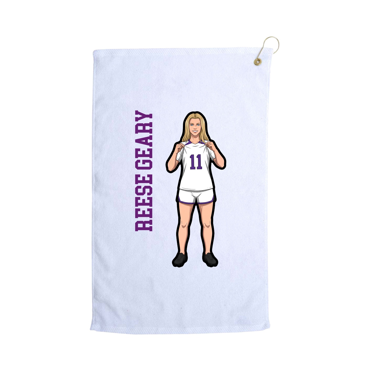 Golf Towel — Name Vertical in White