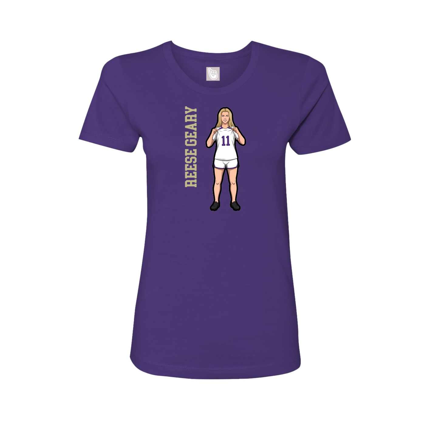 Fitted Women's Tee — Name Vertical in Purple