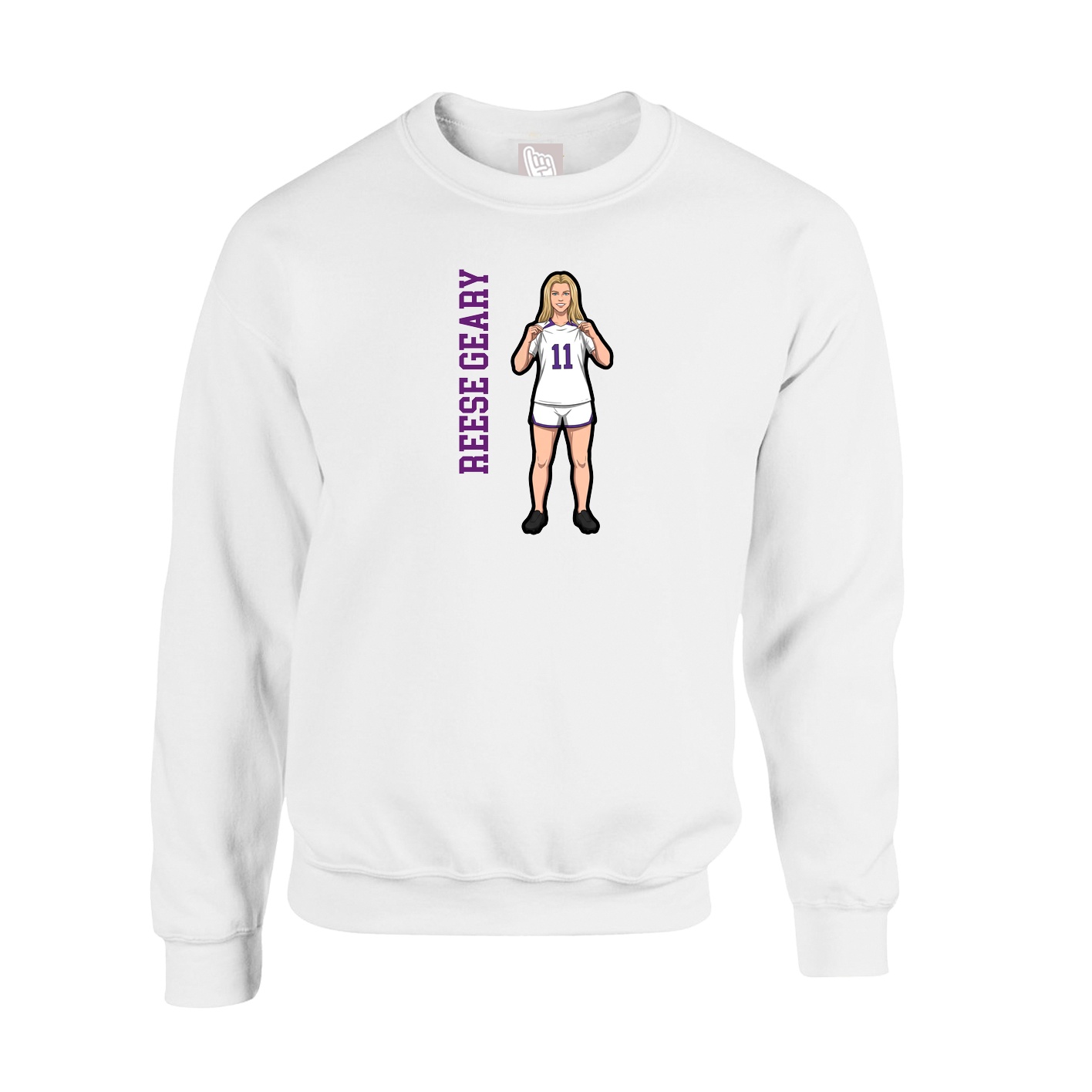 Fleece Crew — Name Vertical in White