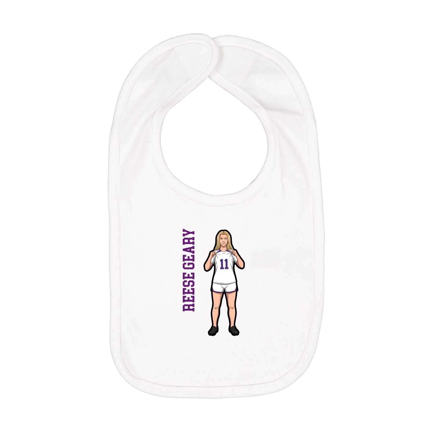 Infant Bib — Name Vertical in White