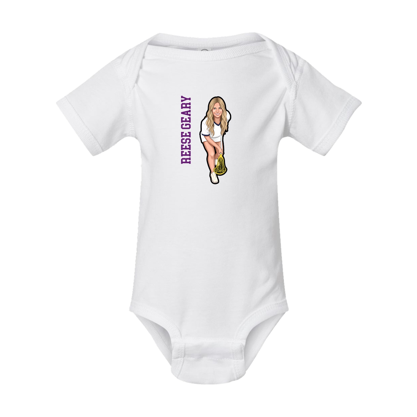 Baby Onesie — Name Vertical in White