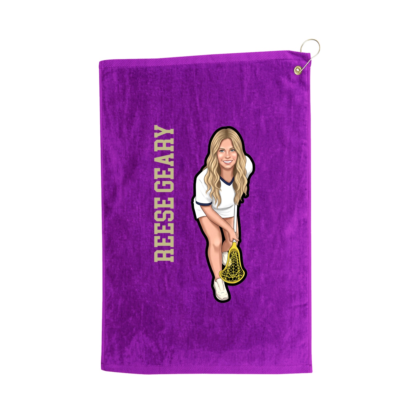 Golf Towel — Name Vertical in Purple