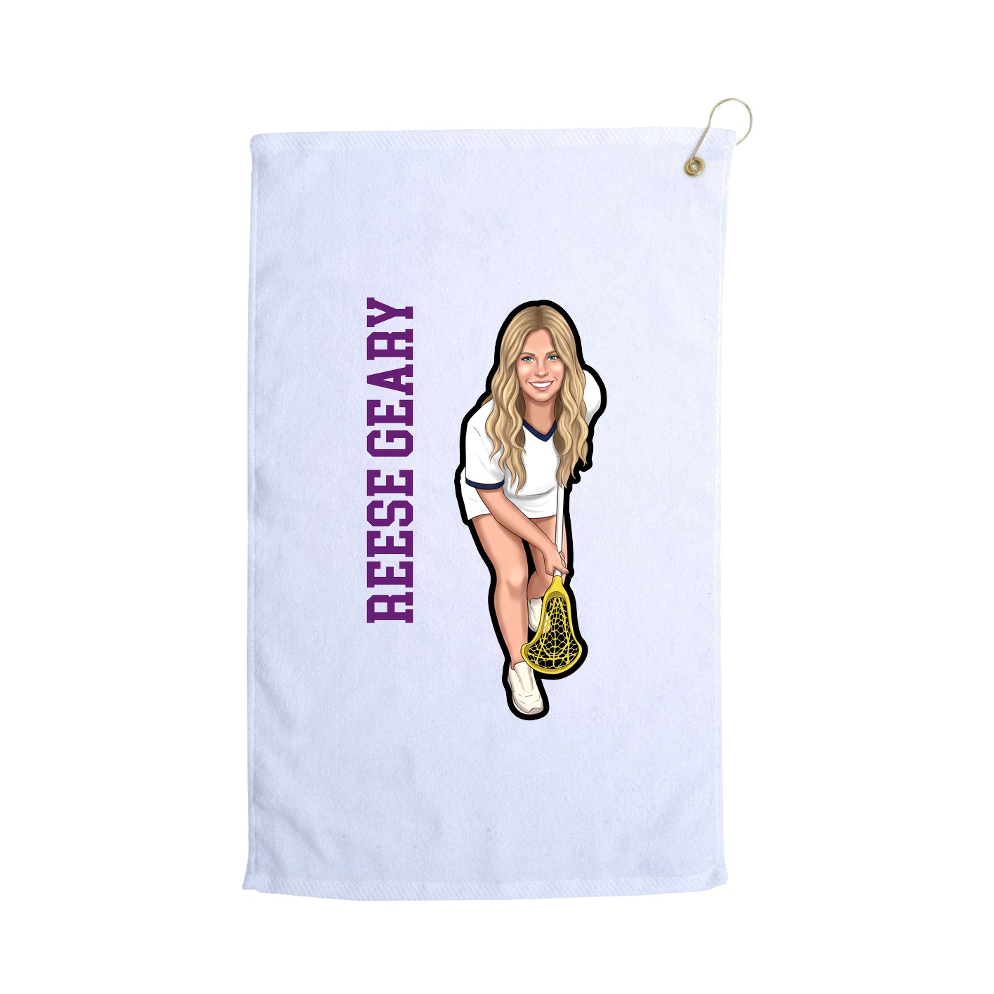 Golf Towel — Name Vertical in White