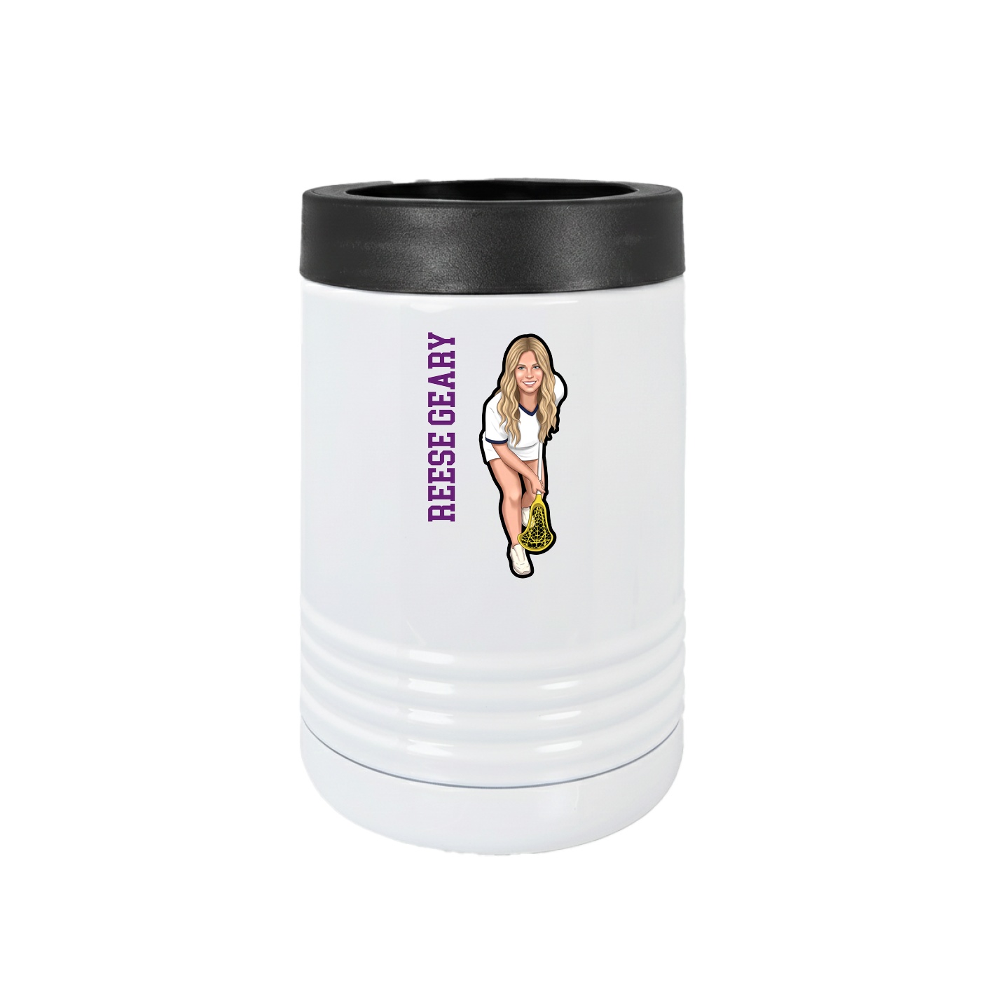 Beverage Holder — Name Vertical in White
