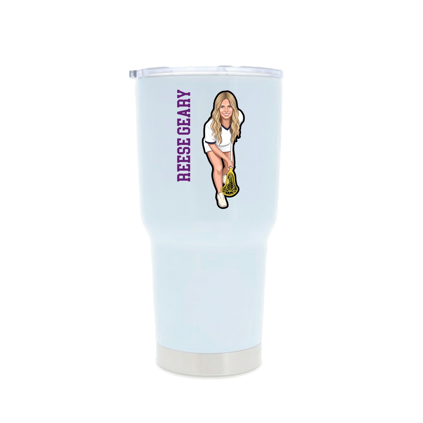 30oz Stainless Steel Tumbler — Name Vertical in White