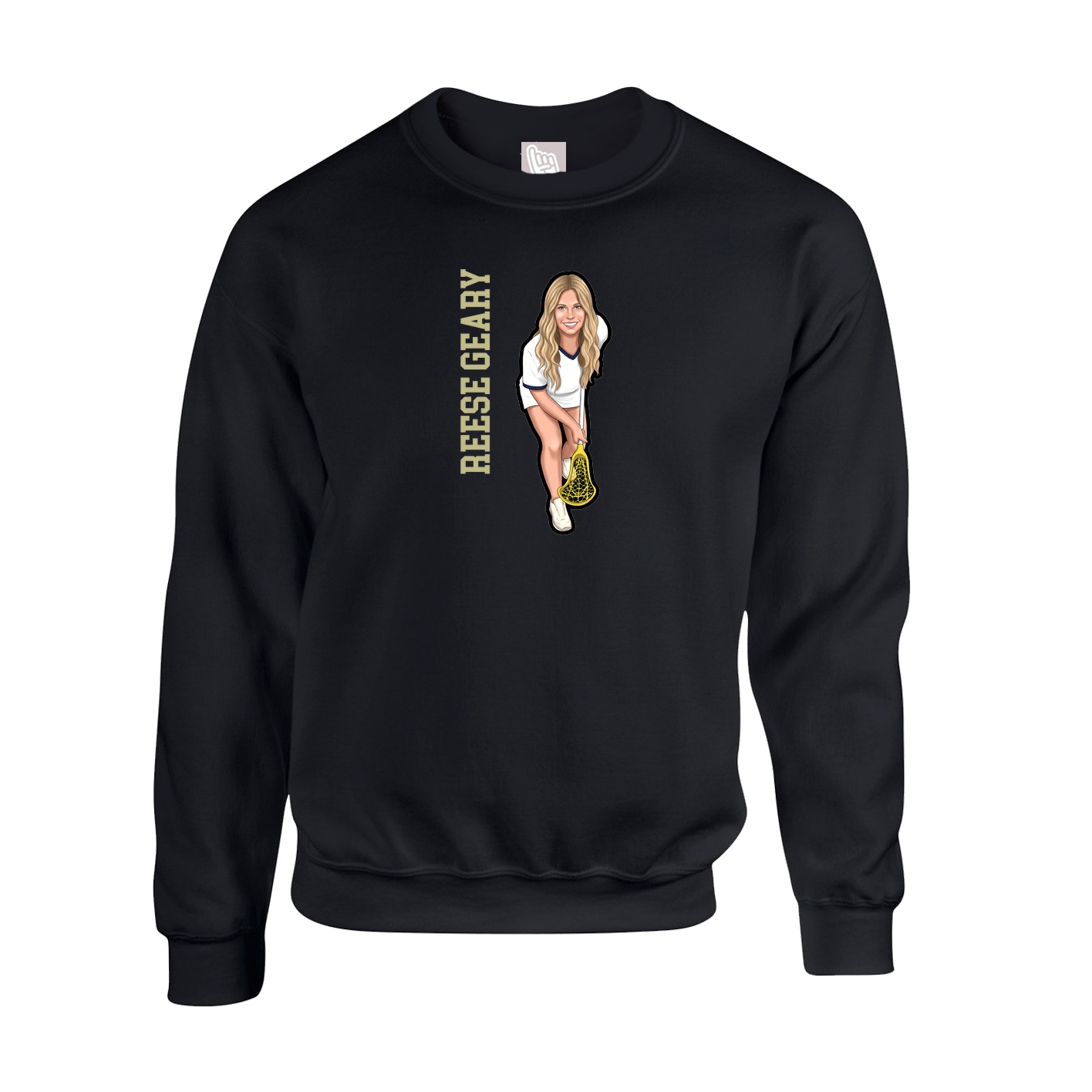 Fleece Crew — Name Vertical in Black