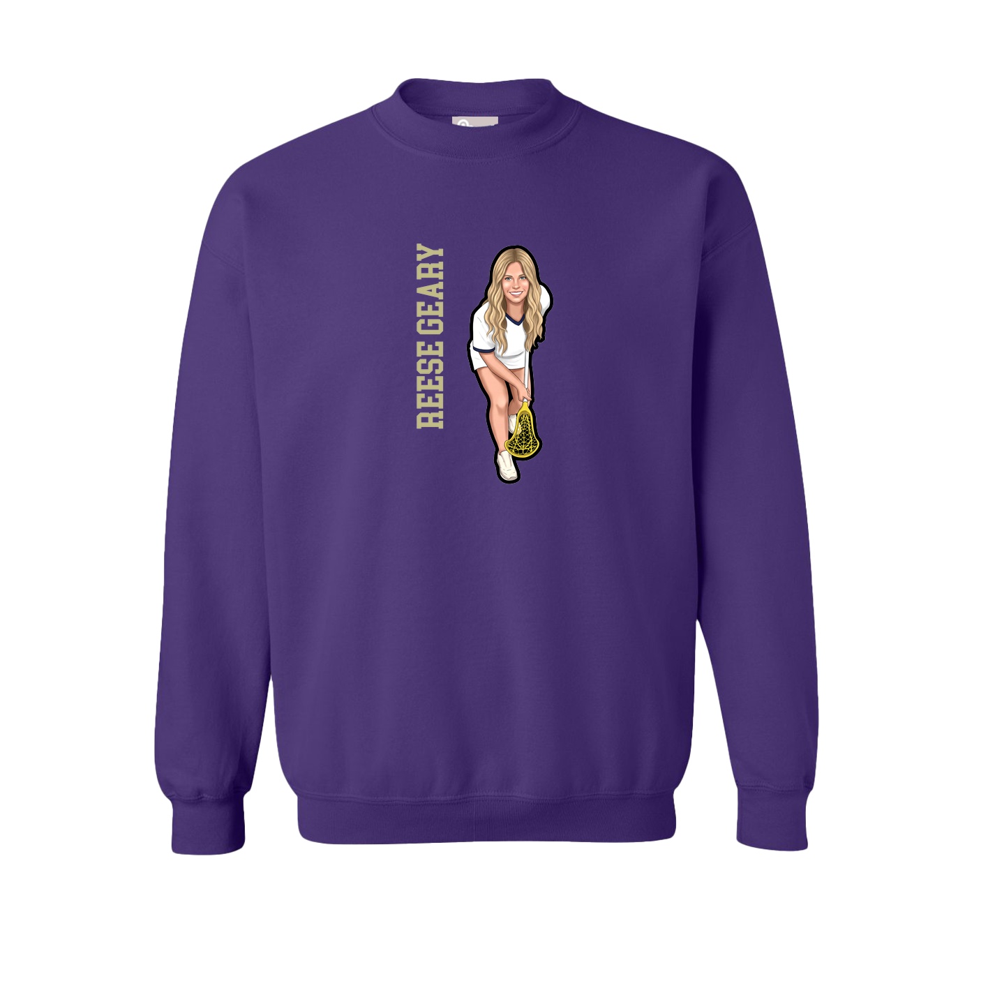 Fleece Crew — Name Vertical in Purple