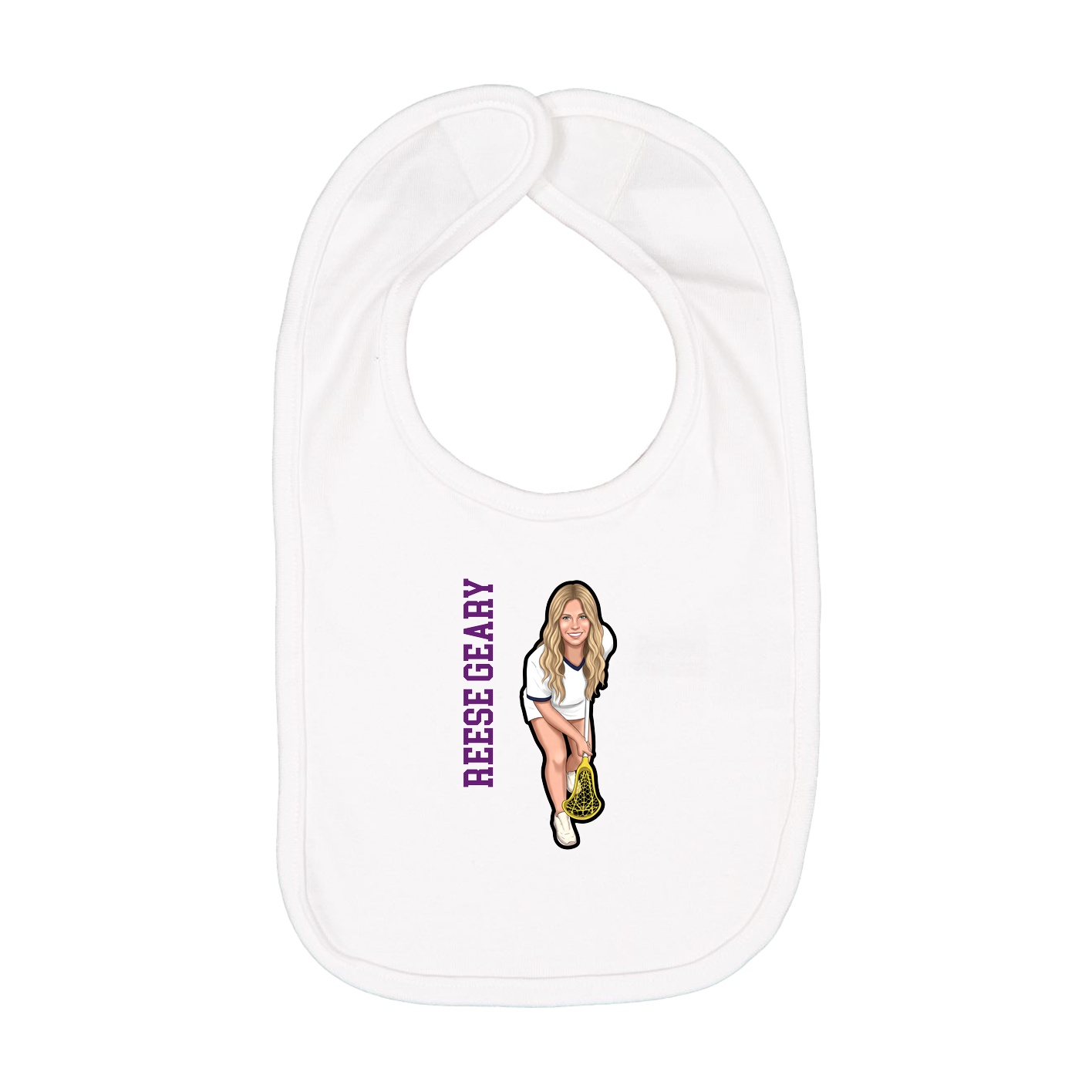 Infant Bib — Name Vertical in White