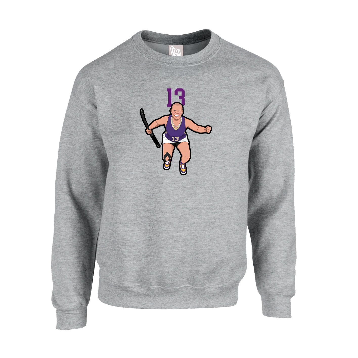 Fleece Crew — Number Top in Grey