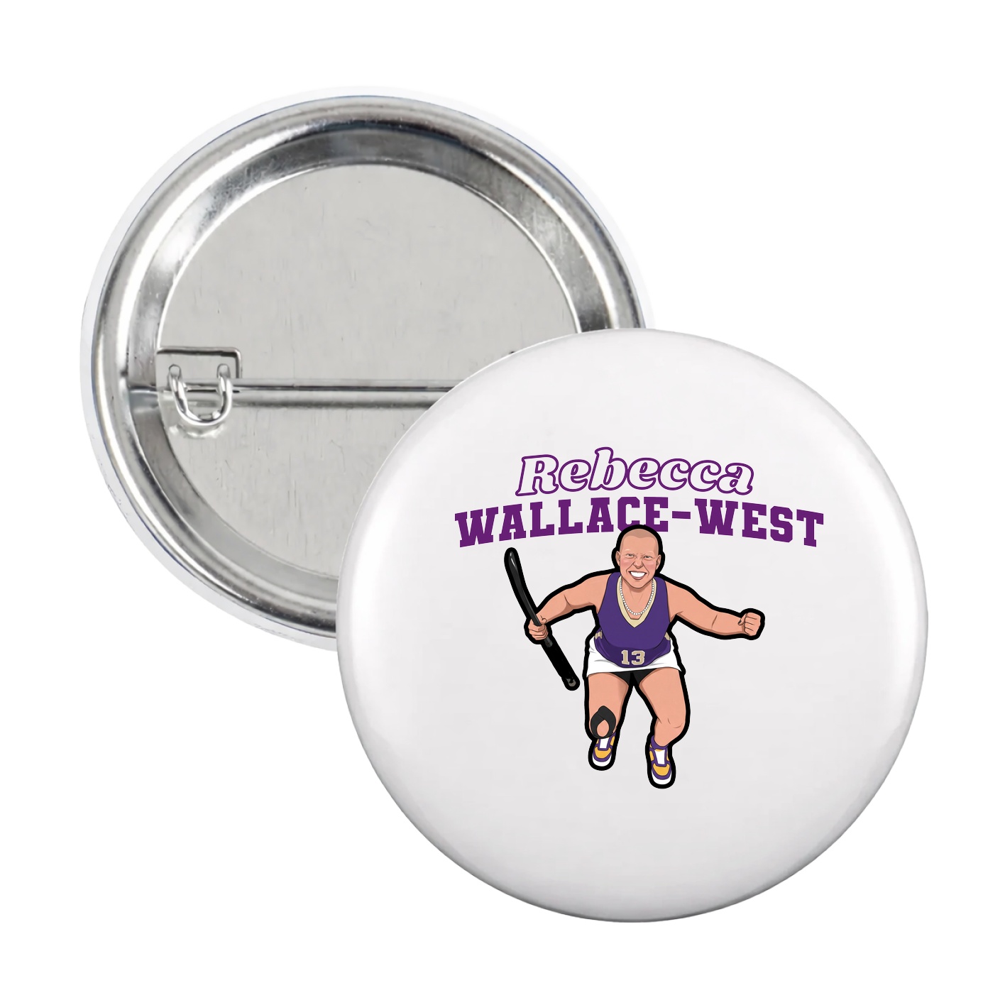 Game Day Button — Name Arch in White