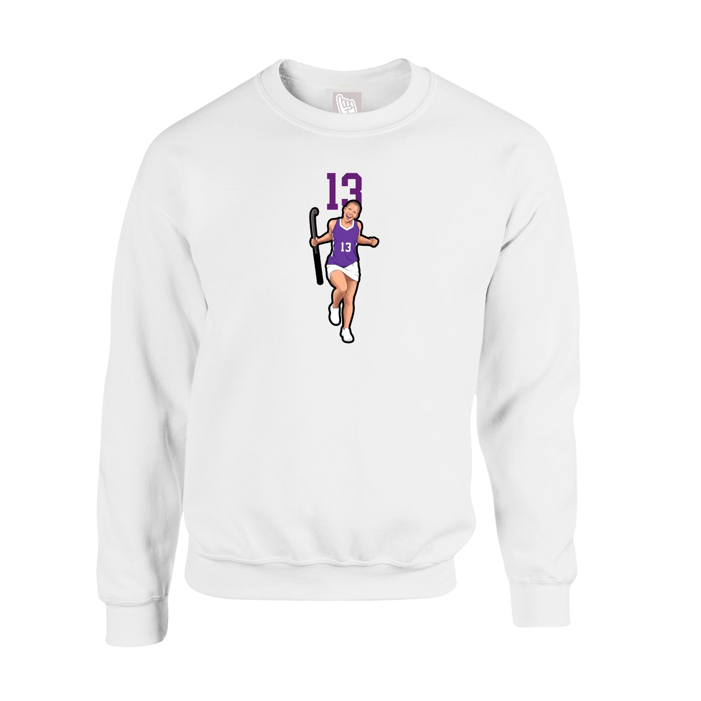 Fleece Crew — Number Top in White