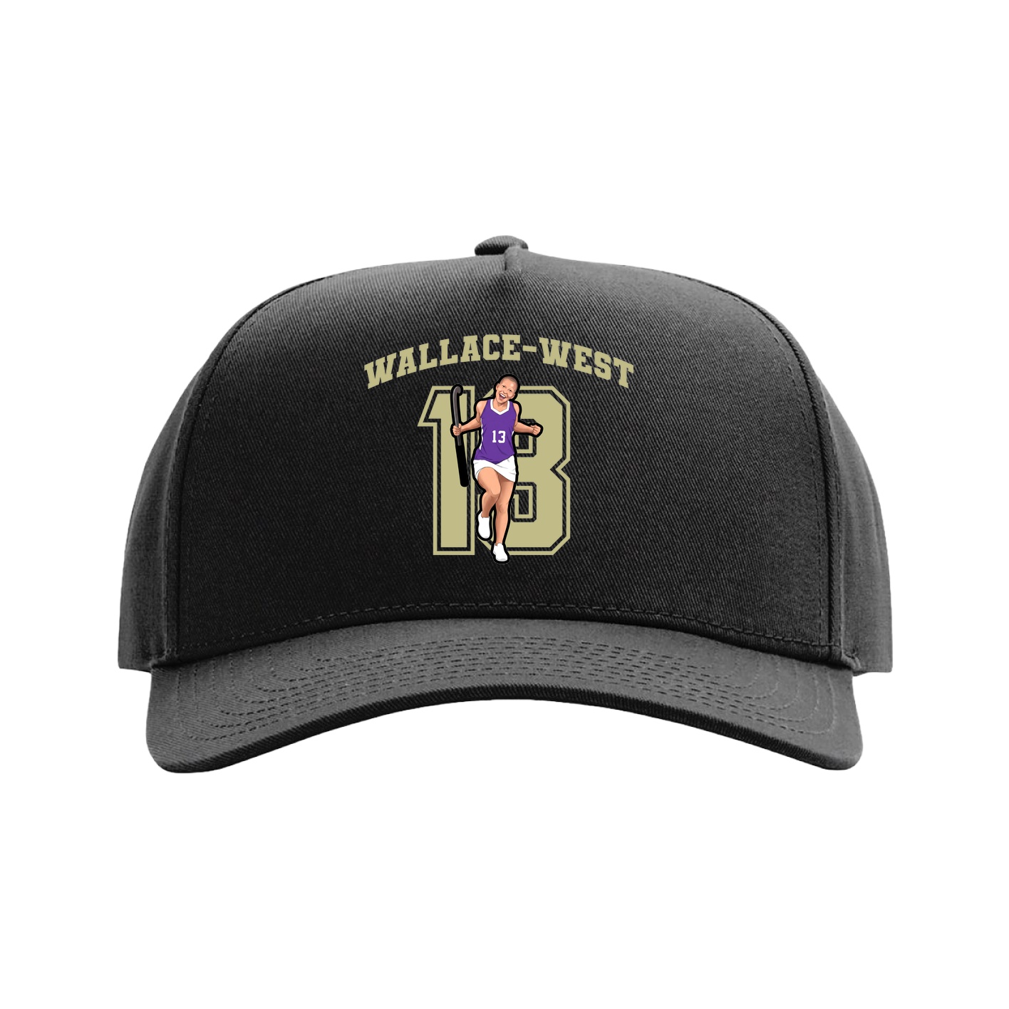 Full Fabric Five-Panel Champ Cap — Number in Black