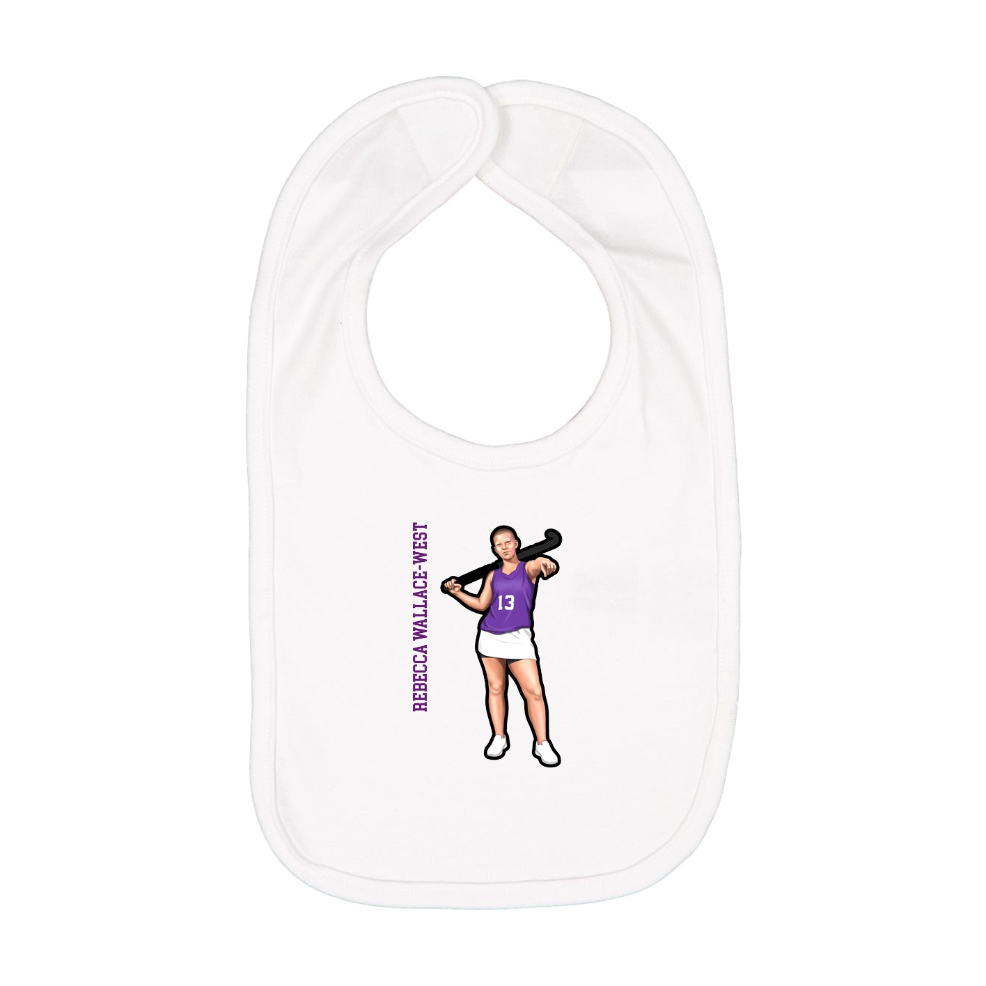 Infant Bib — Name Vertical in White